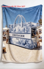 Dior Blue Toile Beach Bag Flannel Blanket D094